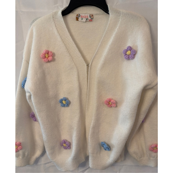 Hazel Moon Other - Hazel Moon Romantic Floral Applique Whimsical Cottagecore Cardigan Size L 14